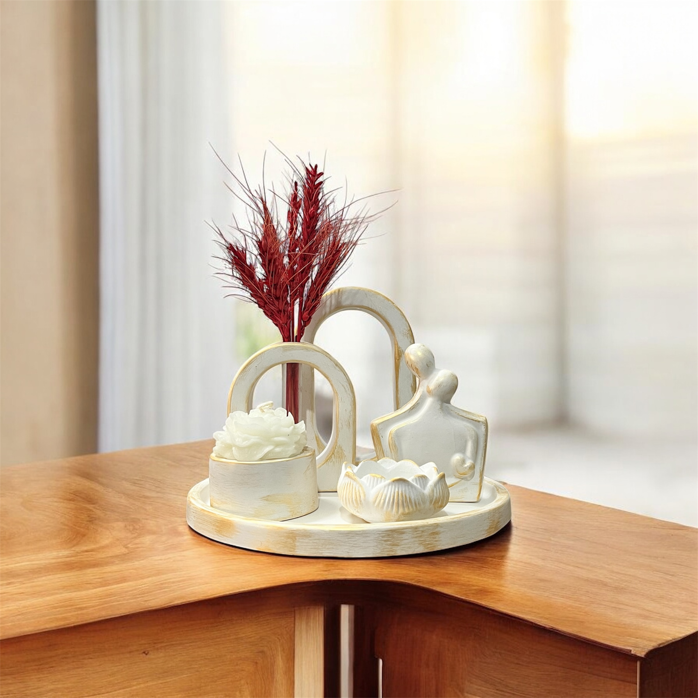 ست‌گلجا استندگرد مجسمه زوج شات شمع شات(دکوری۶تیکه)